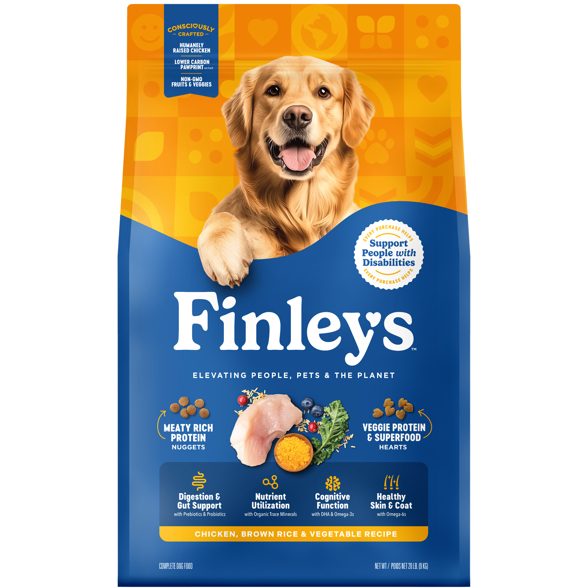 Finley's Chicken, Brown Rice & Vegetable Recipe Dry Dog Food, 20 lbs