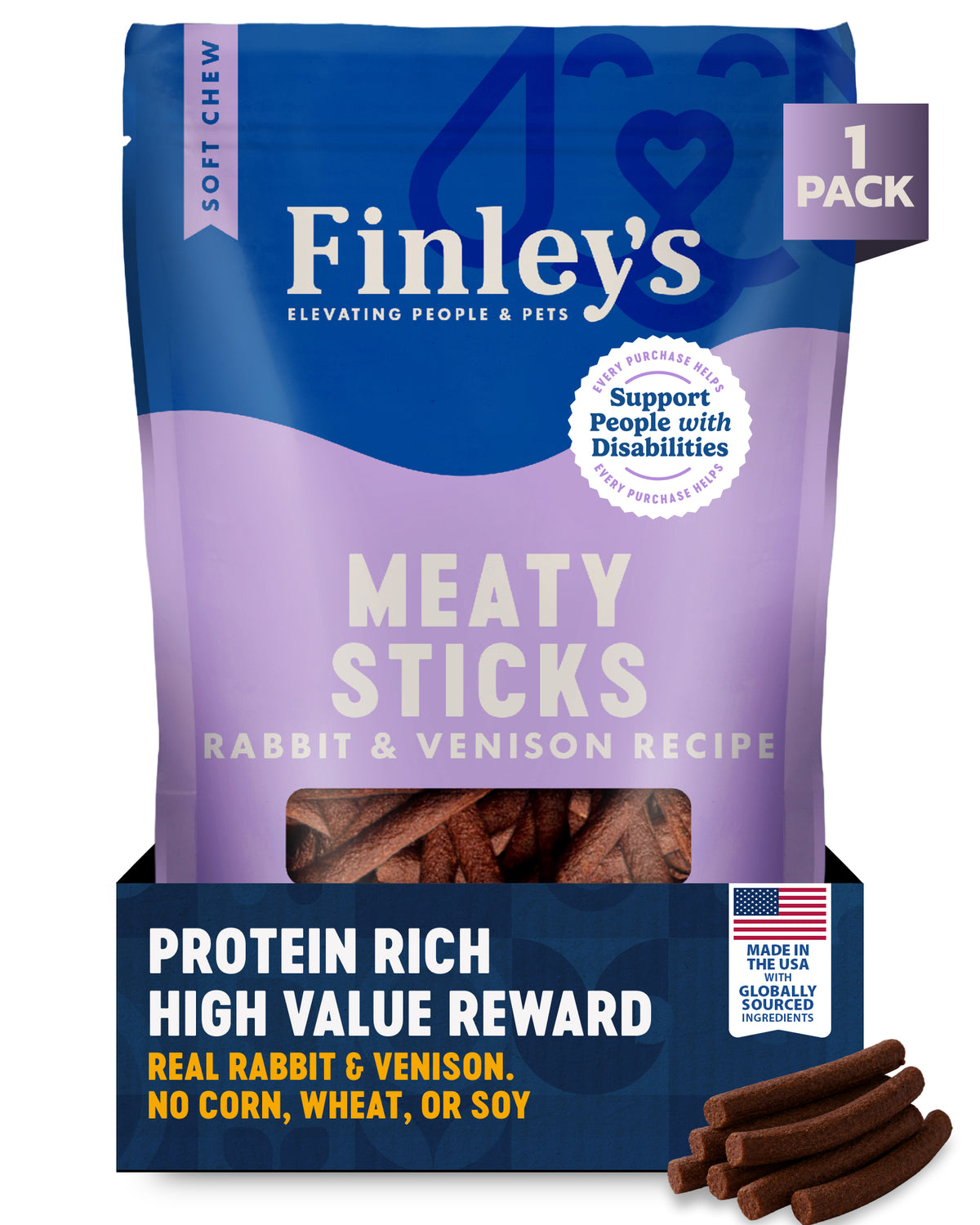 Finley's Rabbit & Venison Recipe Meaty Sticks
