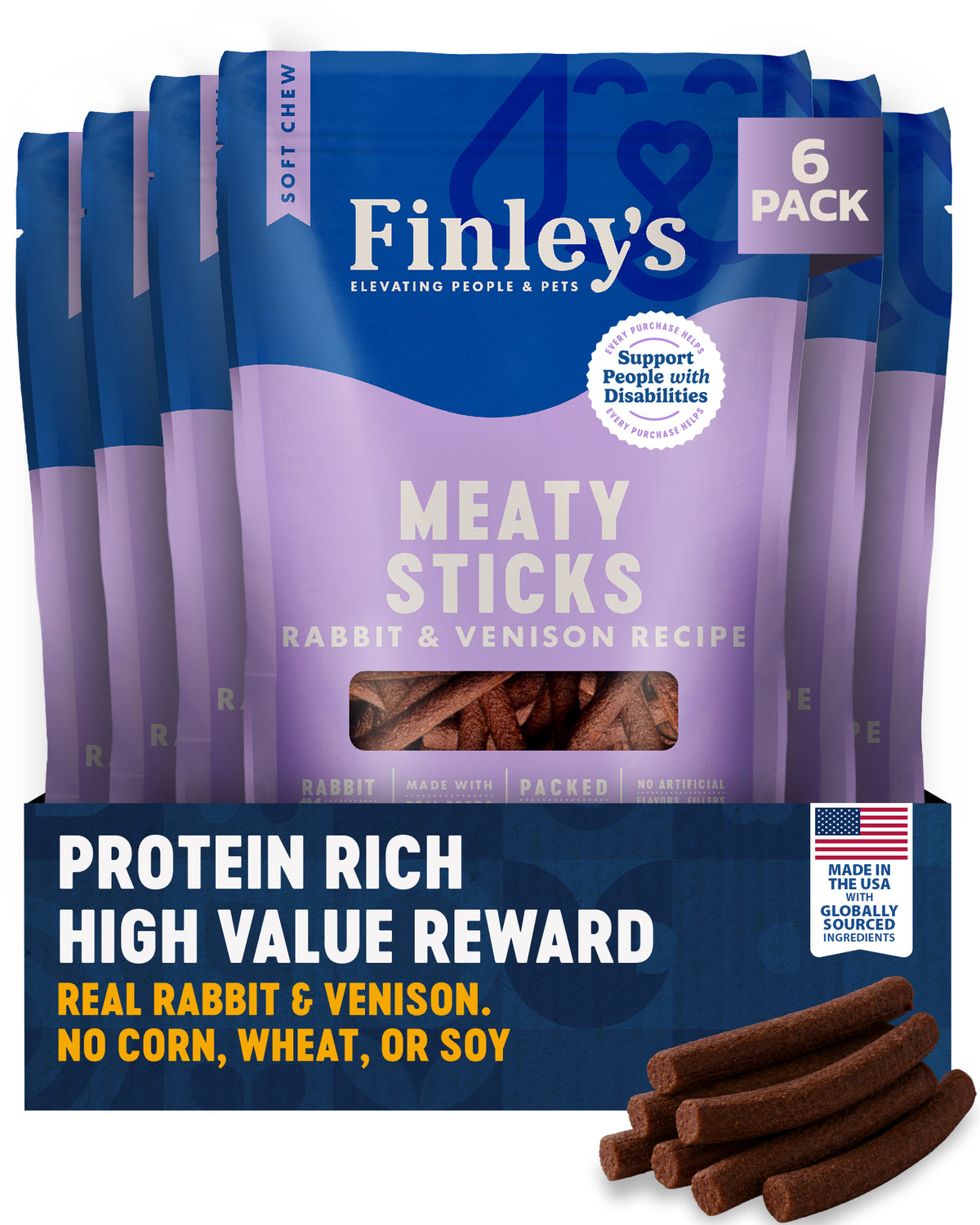 Finley's Rabbit & Venison Recipe Meaty Sticks