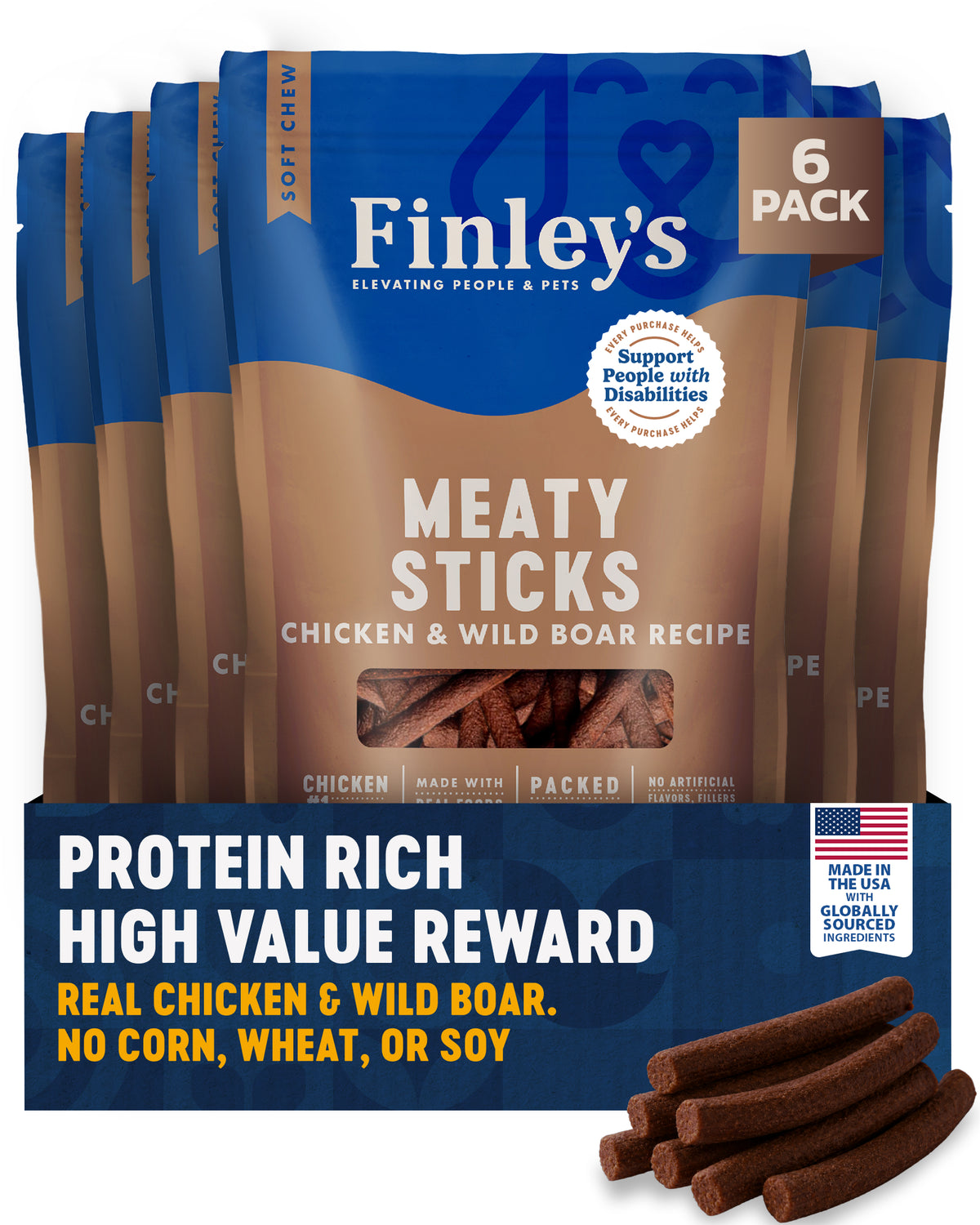 Finley's Chicken & Wild Boar Recipe Meaty Sticks