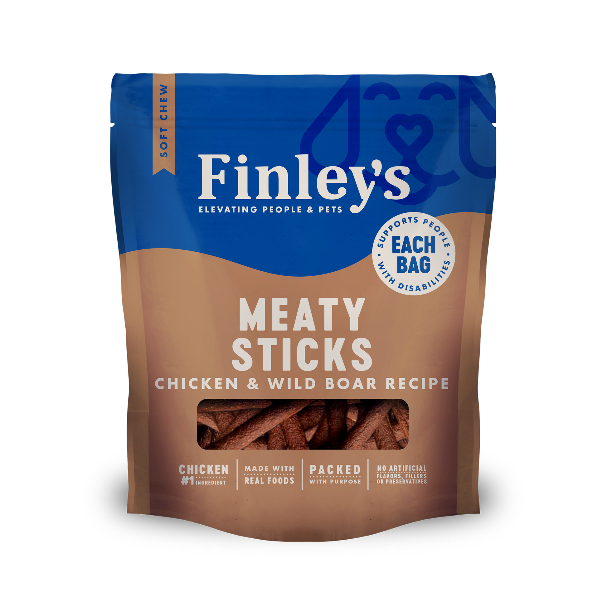 Finley's Chicken & Wild Boar Recipe Meaty Sticks - bag front