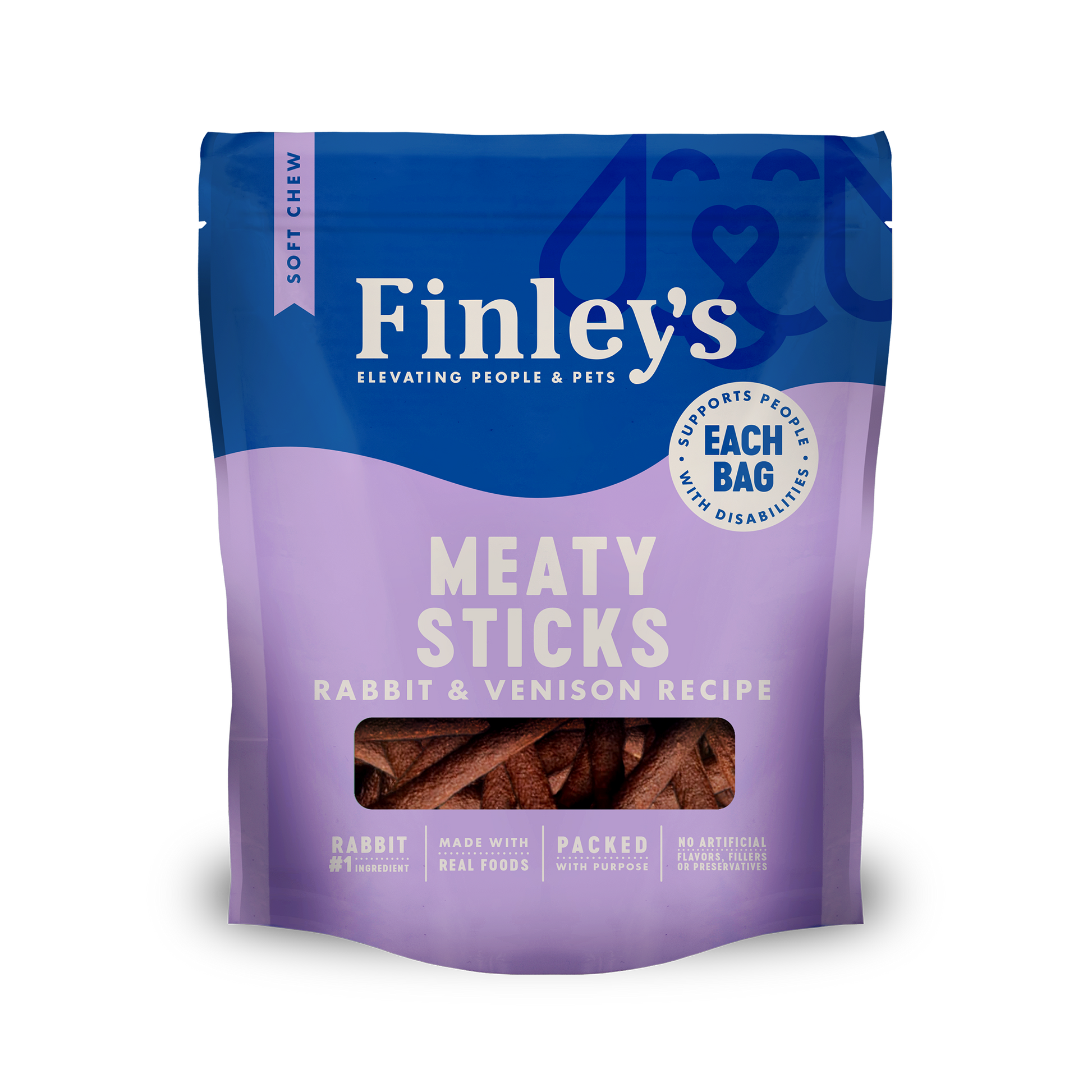 Finley's Rabbit & Venison Recipe Meaty Sticks - bag front