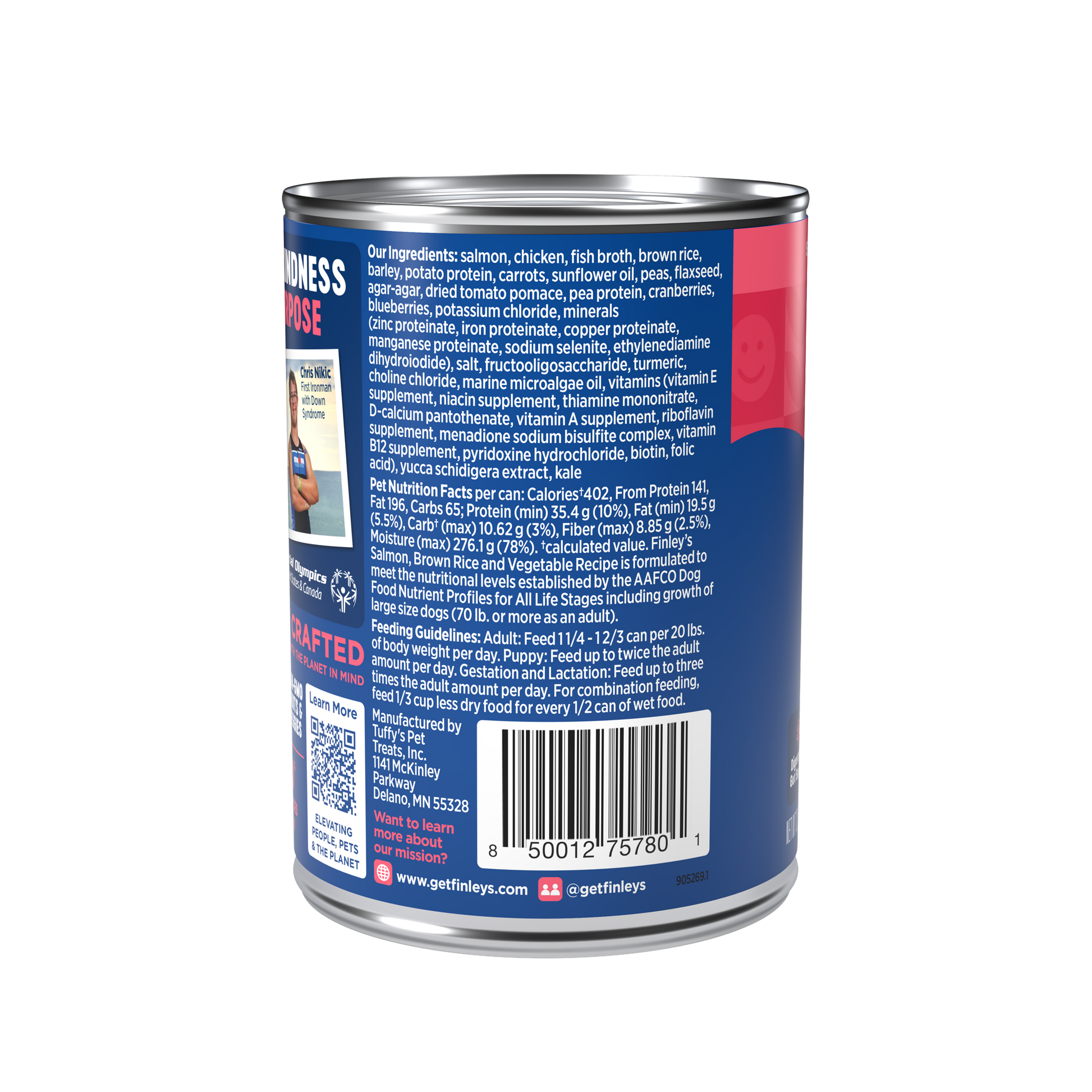 Finley's Salmon, Brown Rice & Vegetable Wet Dog Food - can back