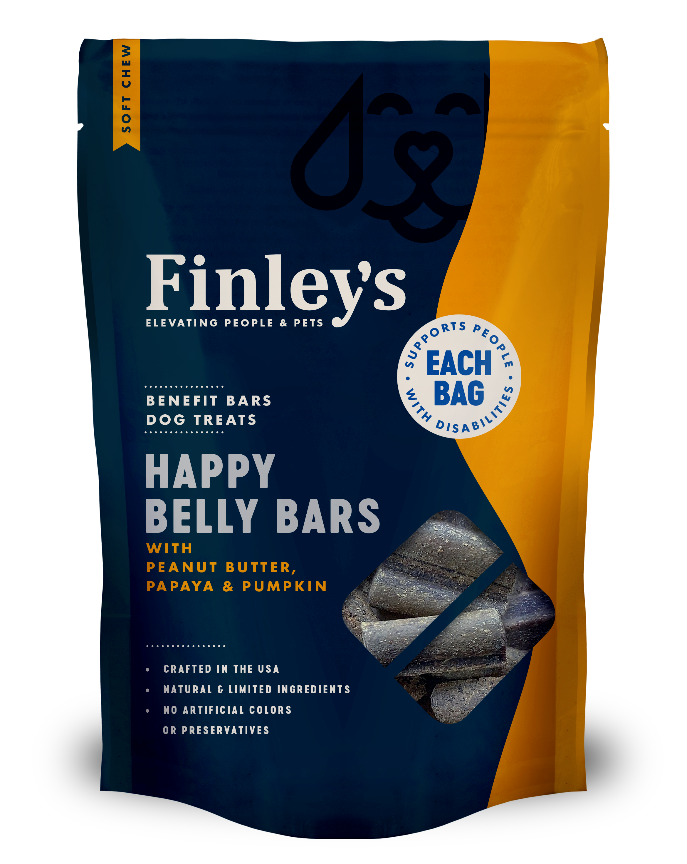 Finley's Happy Belly Soft Chew Benefit Bars Dog Treats, 16-oz bag